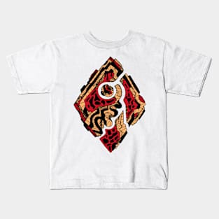 Red and Cream Abstract Rhombus Kids T-Shirt